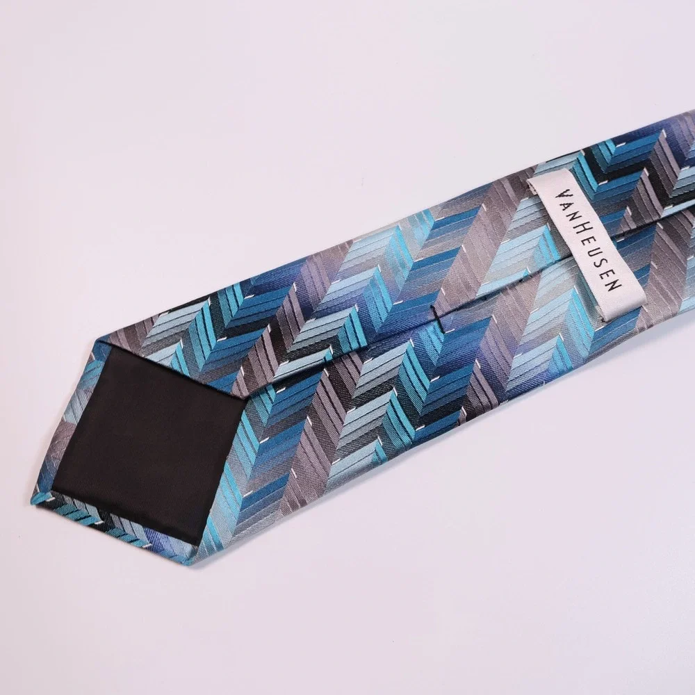 Van Heusen FlexTie Necktie Blue Gray Geometric‎ Arrow Print Men's Tie